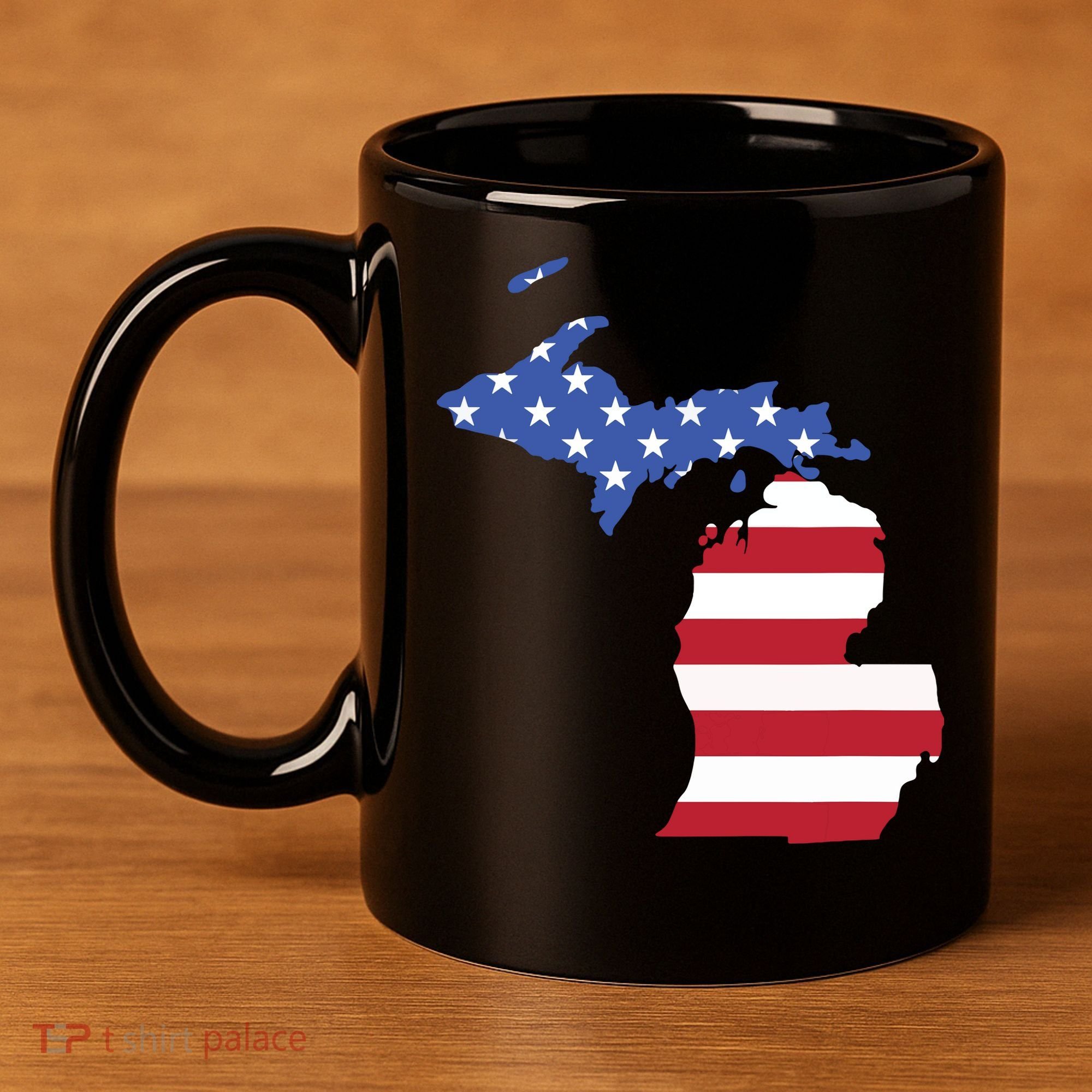 Patriotic State Of Michigan Usa Flag 11oz C Handle Ceramic Mug