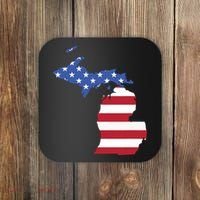 Patriotic State Of Michigan Usa Flag Coaster thumb 0