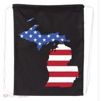 Patriotic State Of Michigan Usa Flag Drawstring Bag thumb 0