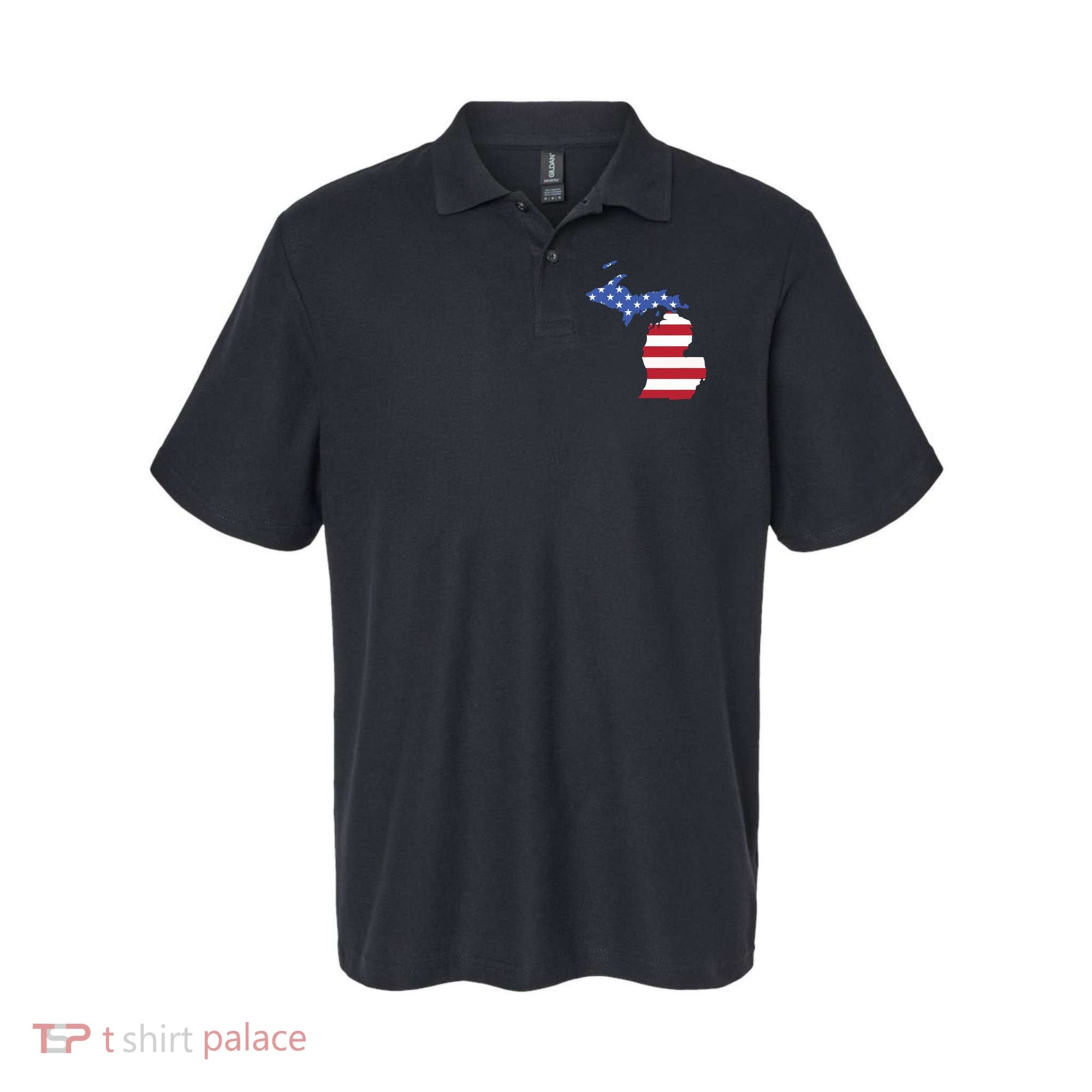 Patriotic State Of Michigan Usa Flag Polo
