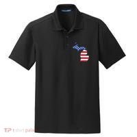 Patriotic State Of Michigan Usa Flag Dry Zone Grid Polo thumb 0