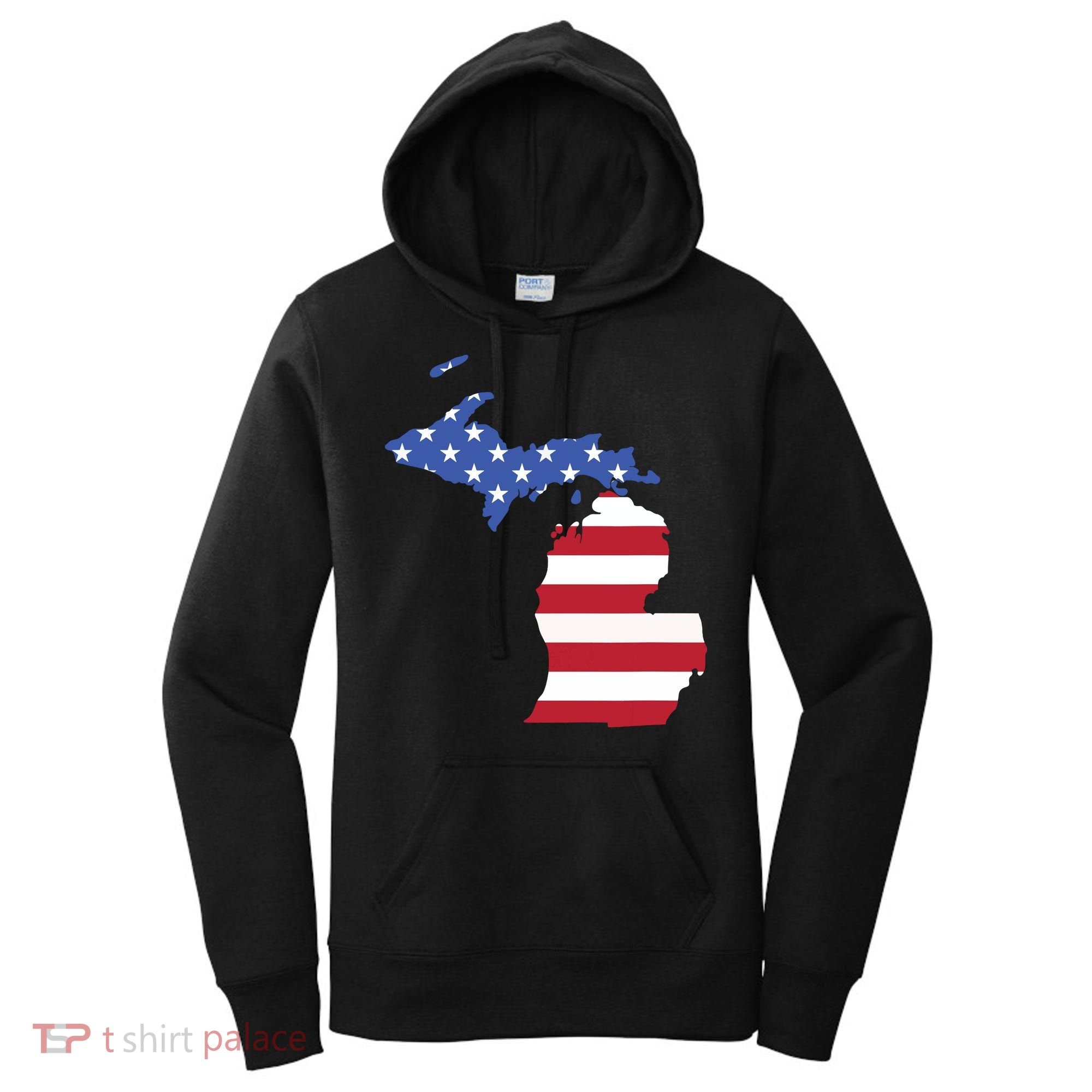 Patriotic State Of Michigan Usa Flag Women's Hoodie