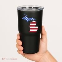 Patriotic State Of Michigan Usa Flag Tumbler thumb 2