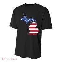 Patriotic State Of Michigan Usa Flag Youth Performance Sprint T-Shirt thumb 0