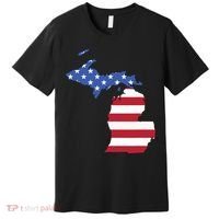 Patriotic State Of Michigan Usa Flag Premium T-Shirt thumb 0