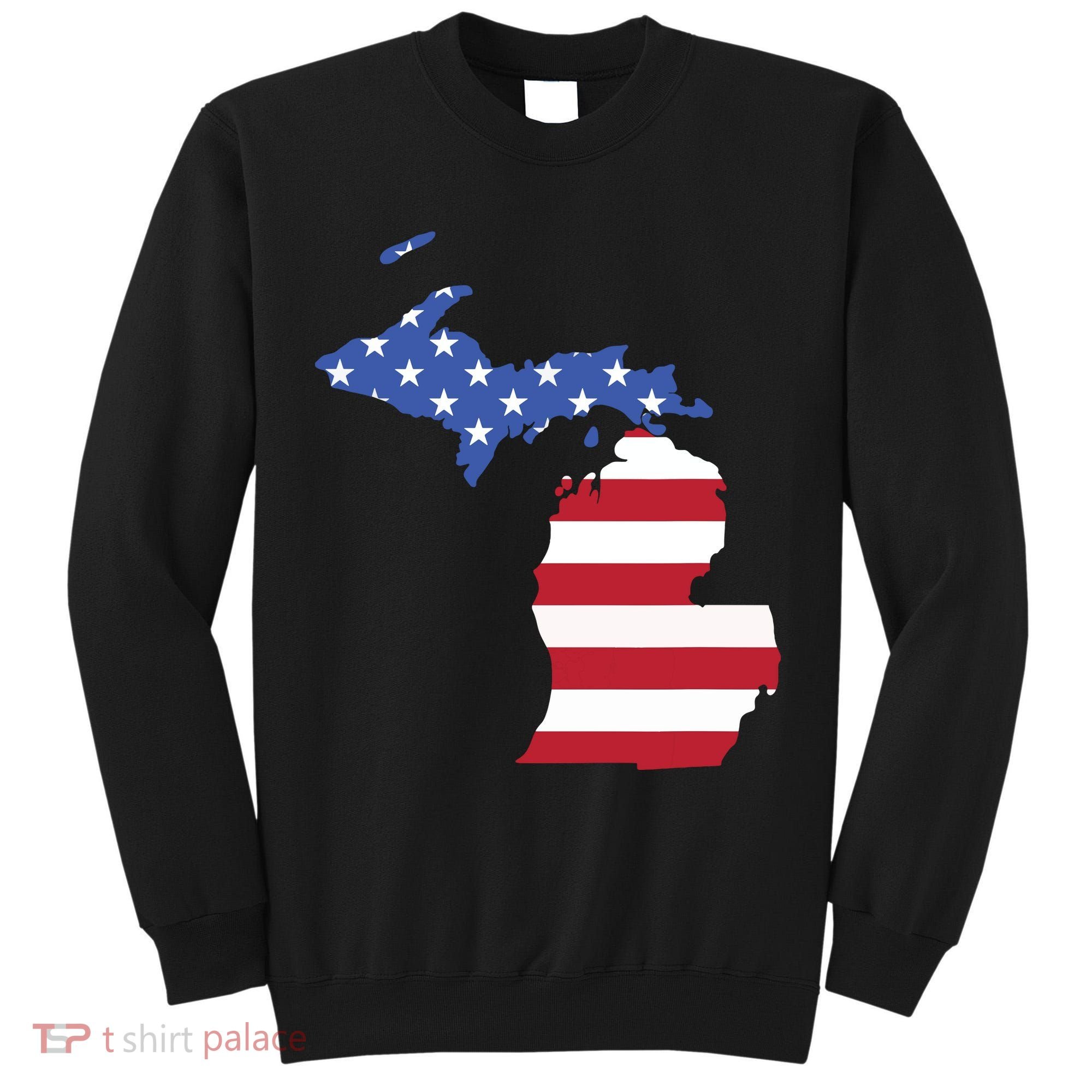 Patriotic State Of Michigan Usa Flag Tall Sweatshirt
