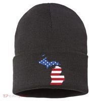 Patriotic State Of Michigan Usa Flag Sustainable Knit Beanie thumb 0