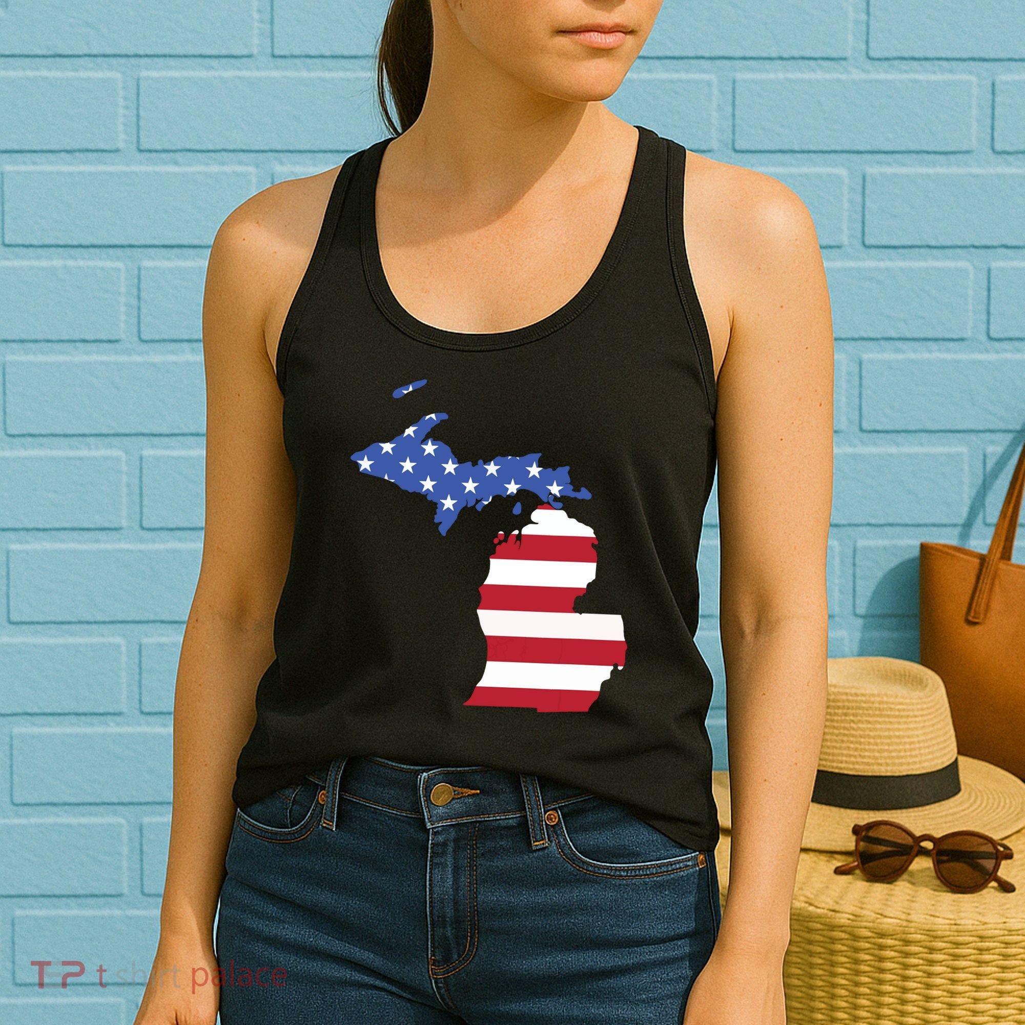 Patriotic State Of Michigan Usa Flag Women's Tank Top