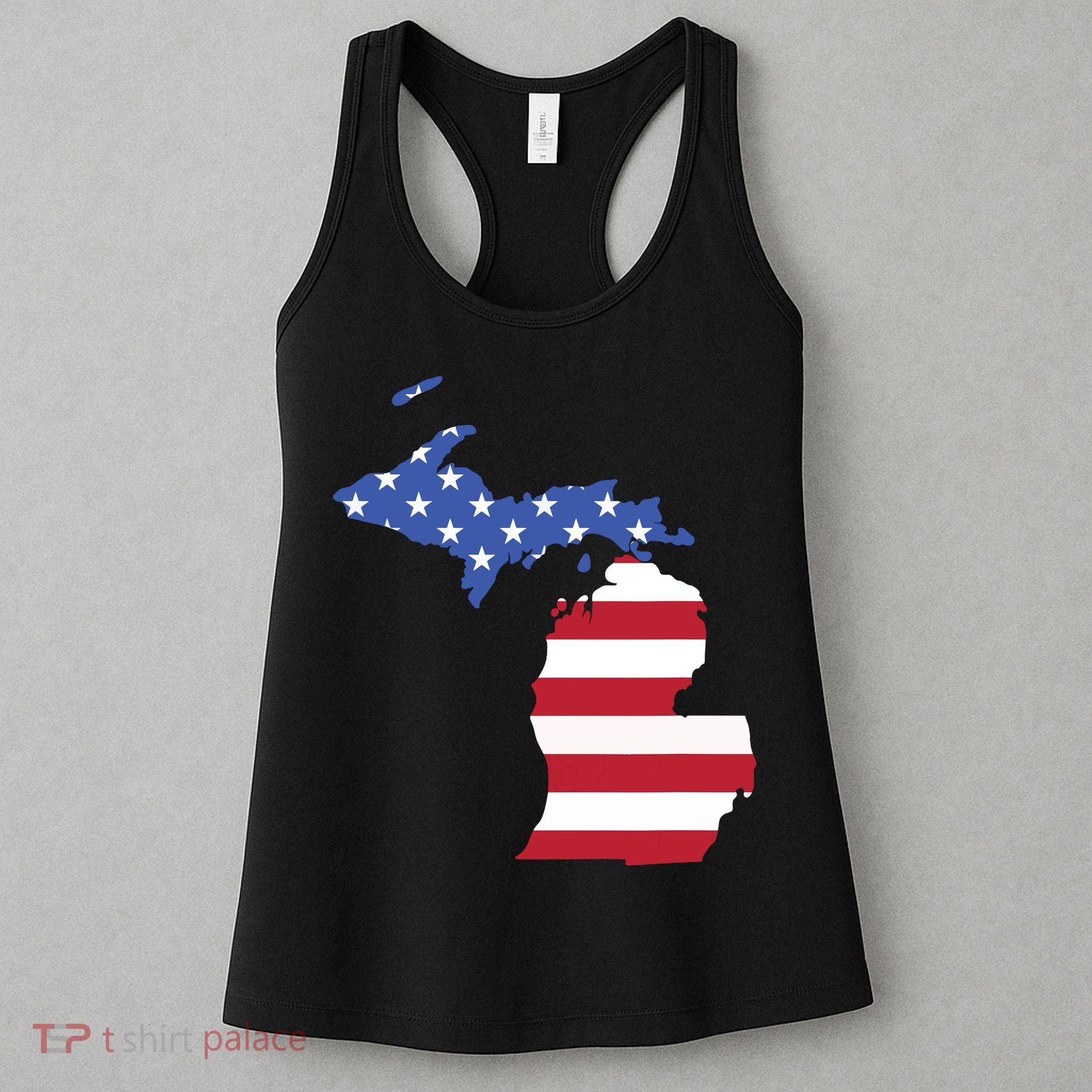 Patriotic State Of Michigan Usa Flag Women's Tank Top