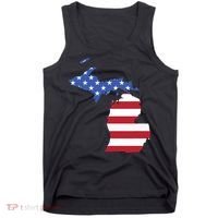 Patriotic State Of Michigan Usa Flag Tank Top thumb 0
