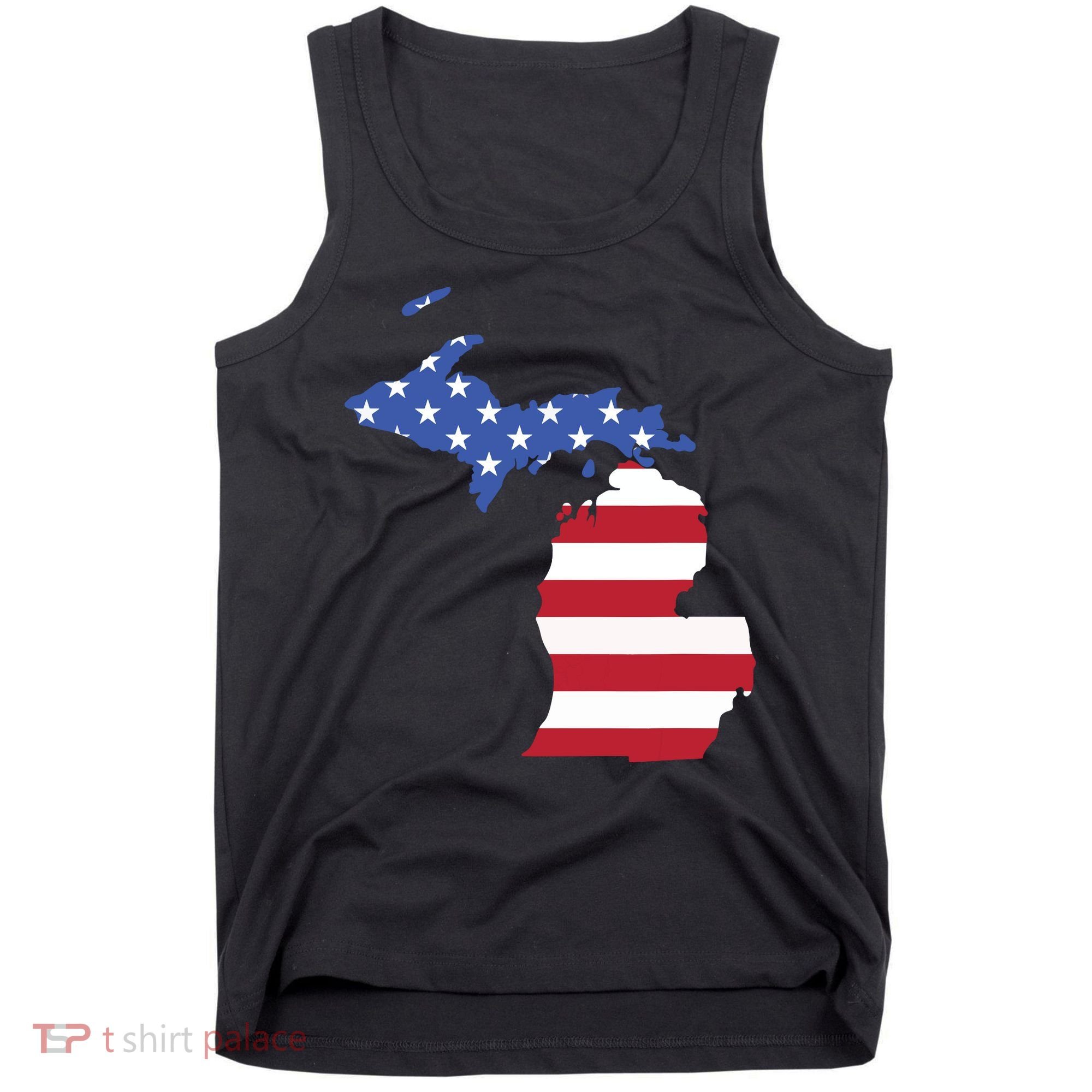 Patriotic State Of Michigan Usa Flag Tank Top