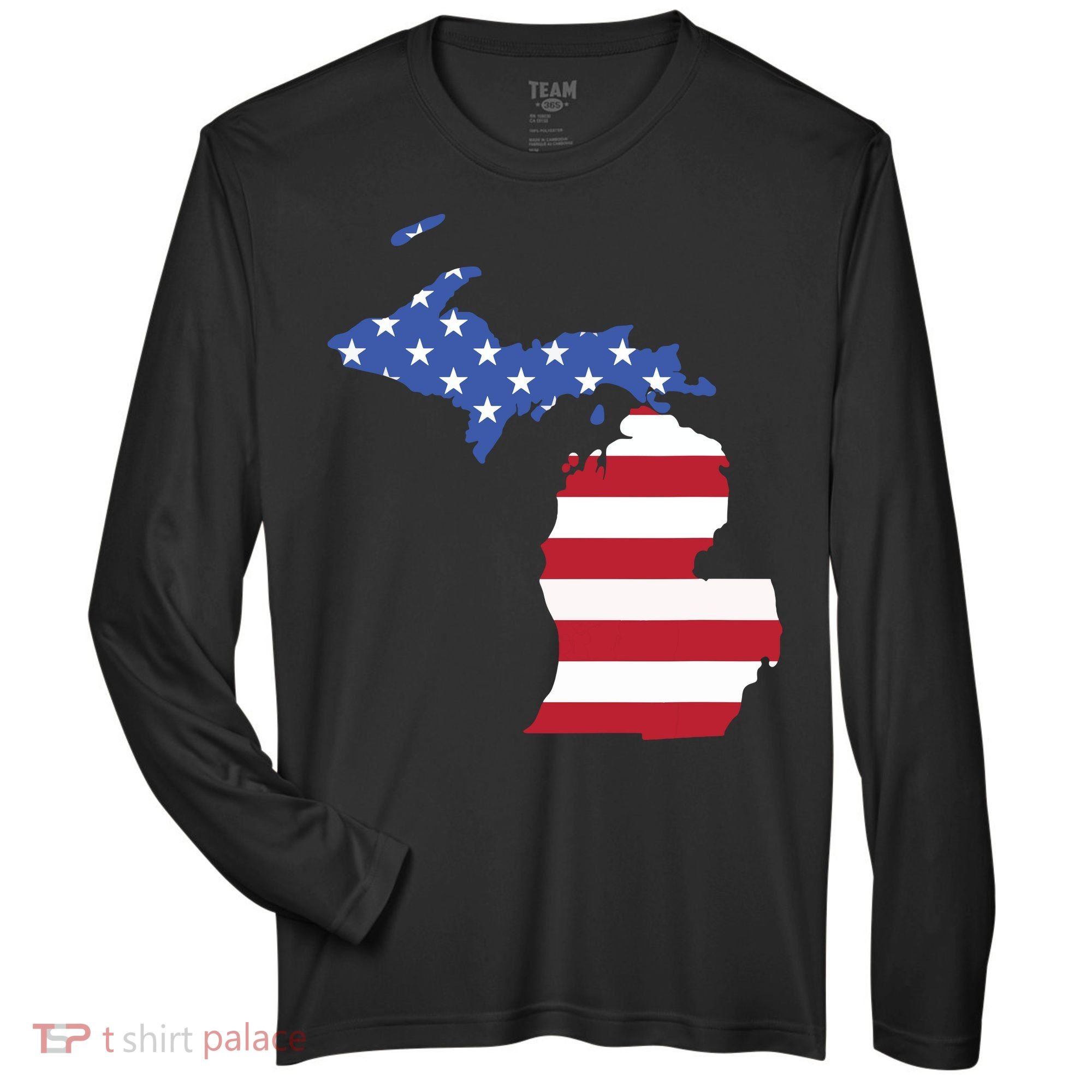 Patriotic State Of Michigan Usa Flag Zone Performance Long-Sleeve T-Shirt