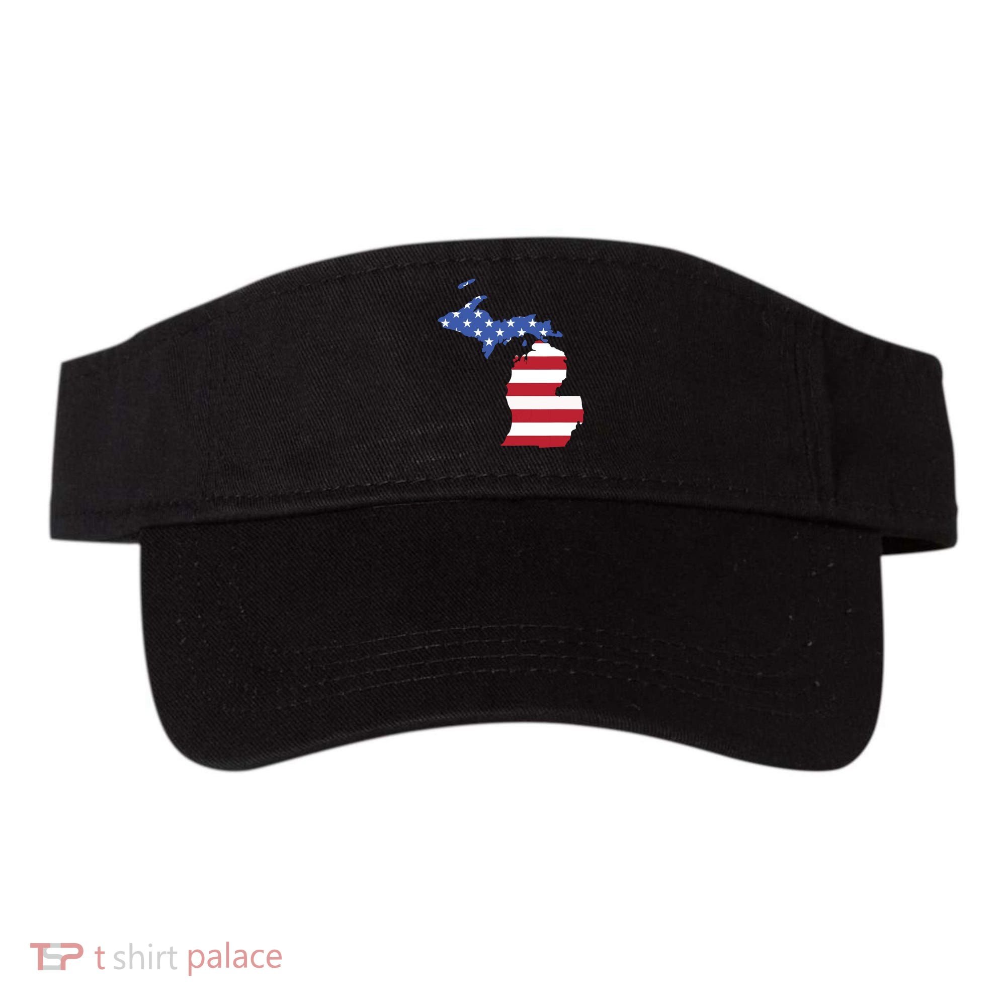 Patriotic State Of Michigan Usa Flag Visor
