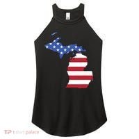 Patriotic State Of Michigan Usa Flag Women's Perfect Tri Rocker Tank thumb 0