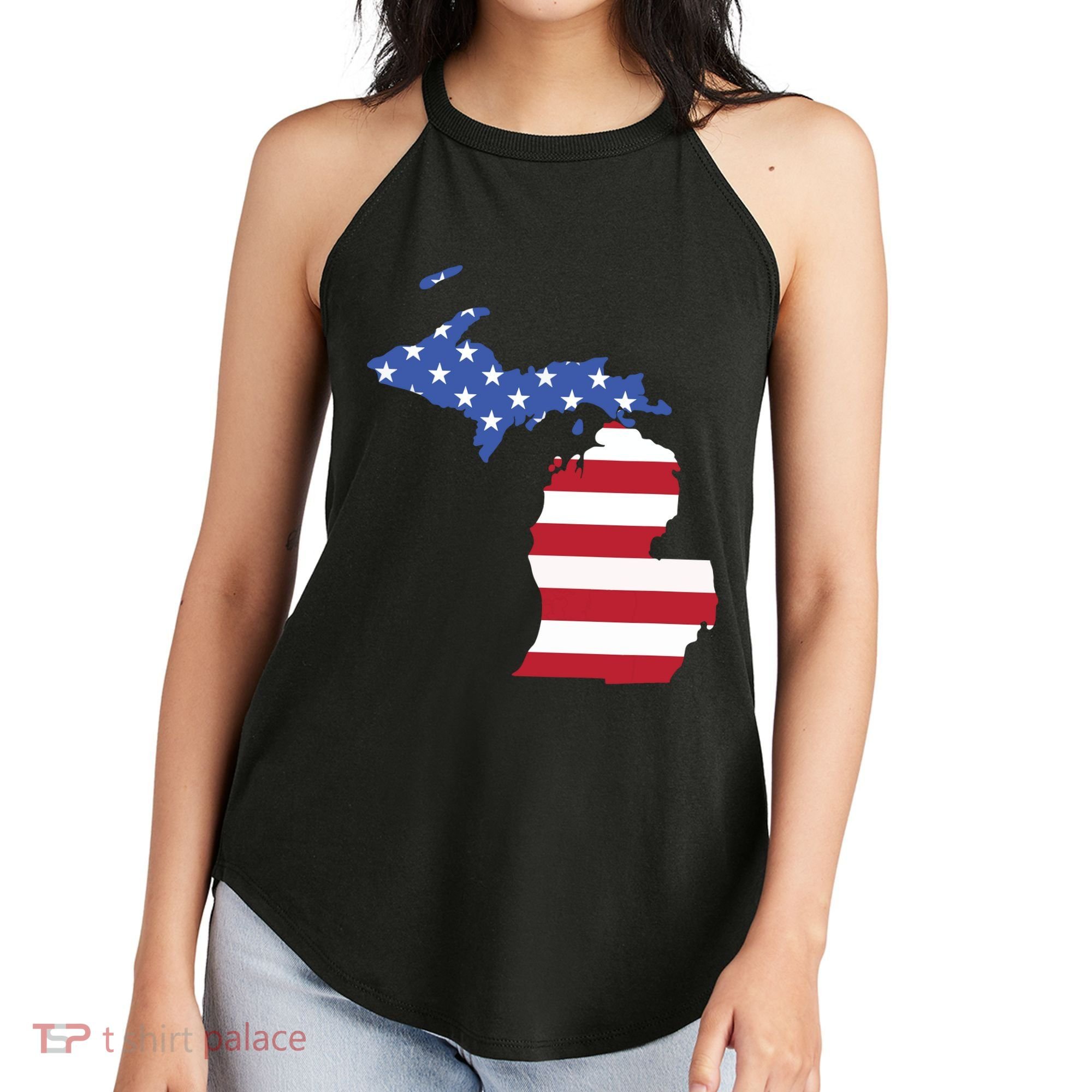 Patriotic State Of Michigan Usa Flag Women's Perfect Tri Rocker Tank