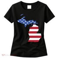 Patriotic State Of Michigan Usa Flag Women's T-Shirt thumb 0