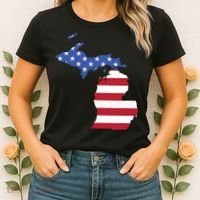 Patriotic State Of Michigan Usa Flag Women's T-Shirt thumb 2