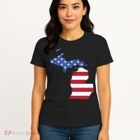 Patriotic State Of Michigan Usa Flag Women's T-Shirt thumb 4