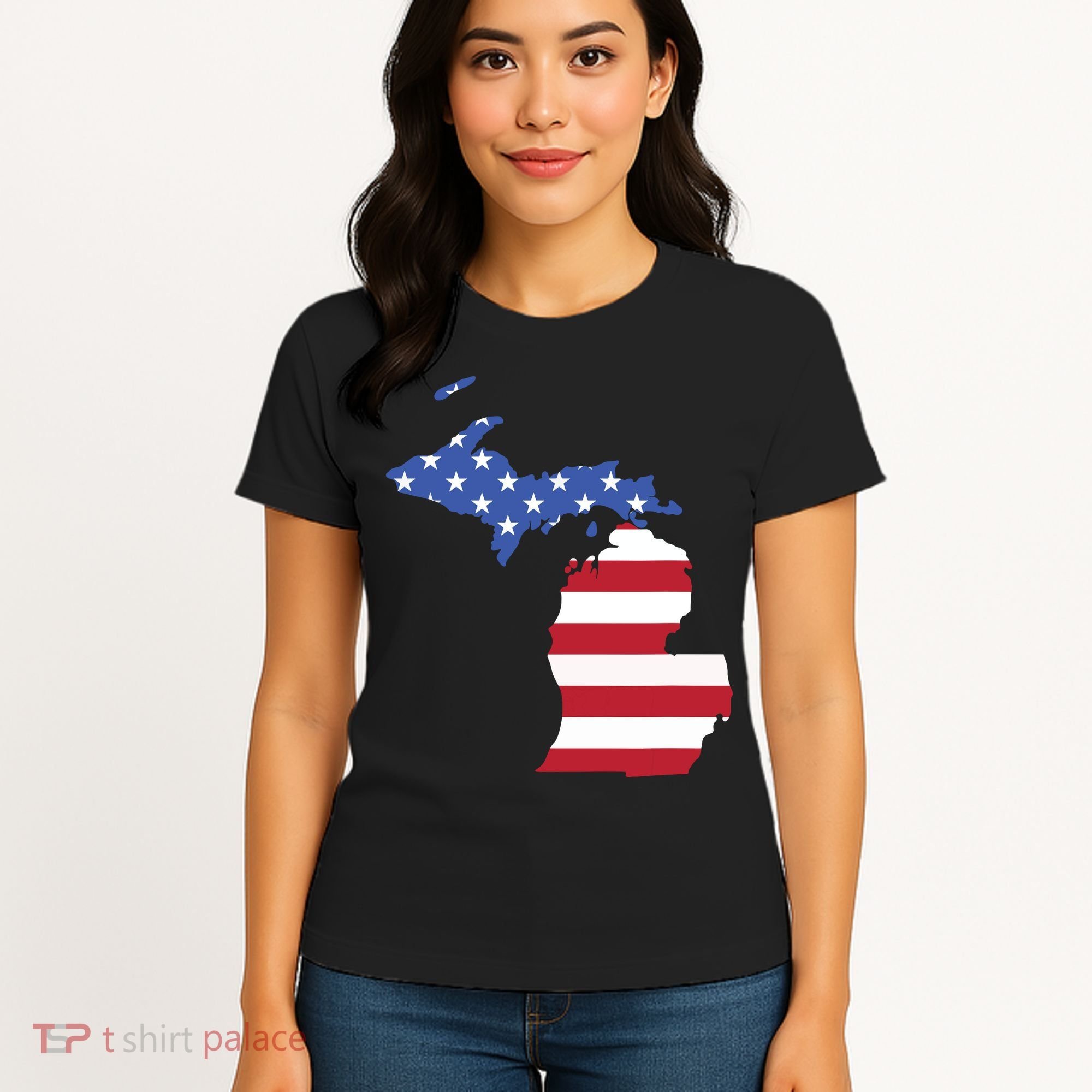 Patriotic State Of Michigan Usa Flag Women's T-Shirt