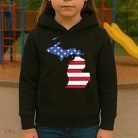 Patriotic State Of Michigan Usa Flag Kids Hoodie thumb 3