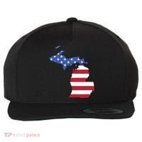 Patriotic State Of Michigan Usa Flag Wool Snapback Cap thumb 0