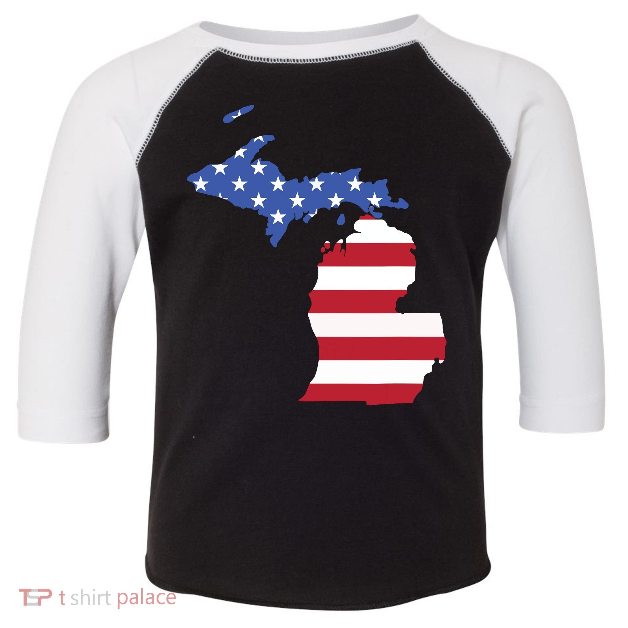 Patriotic State Of Michigan Usa Flag Toddler Fine Jersey T-Shirt