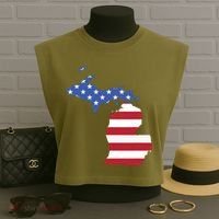 Patriotic State Of Michigan Usa Flag Garment-Dyed Women's Muscle Tee thumb 3