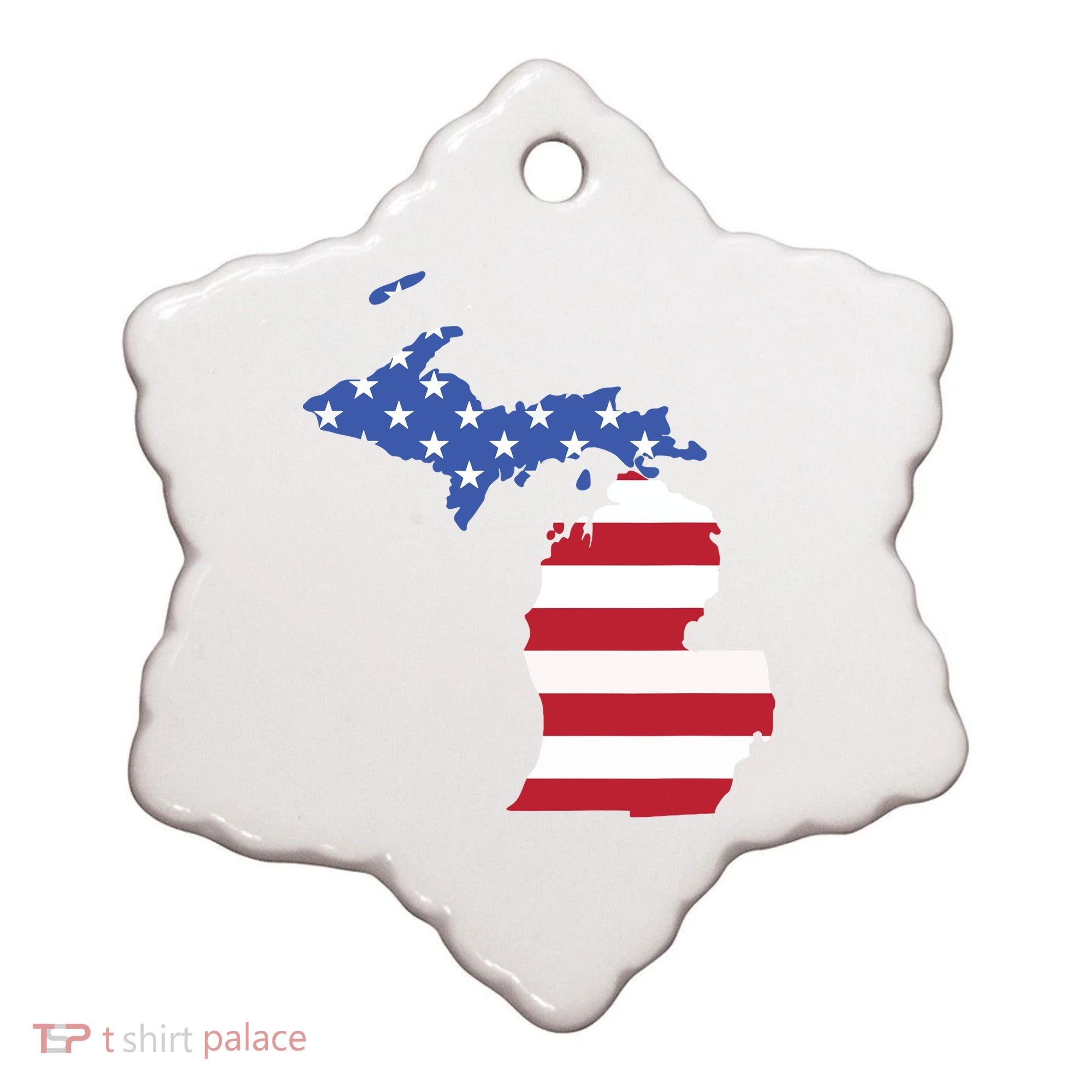 Patriotic State Of Michigan Usa Flag Ceramic Ornament