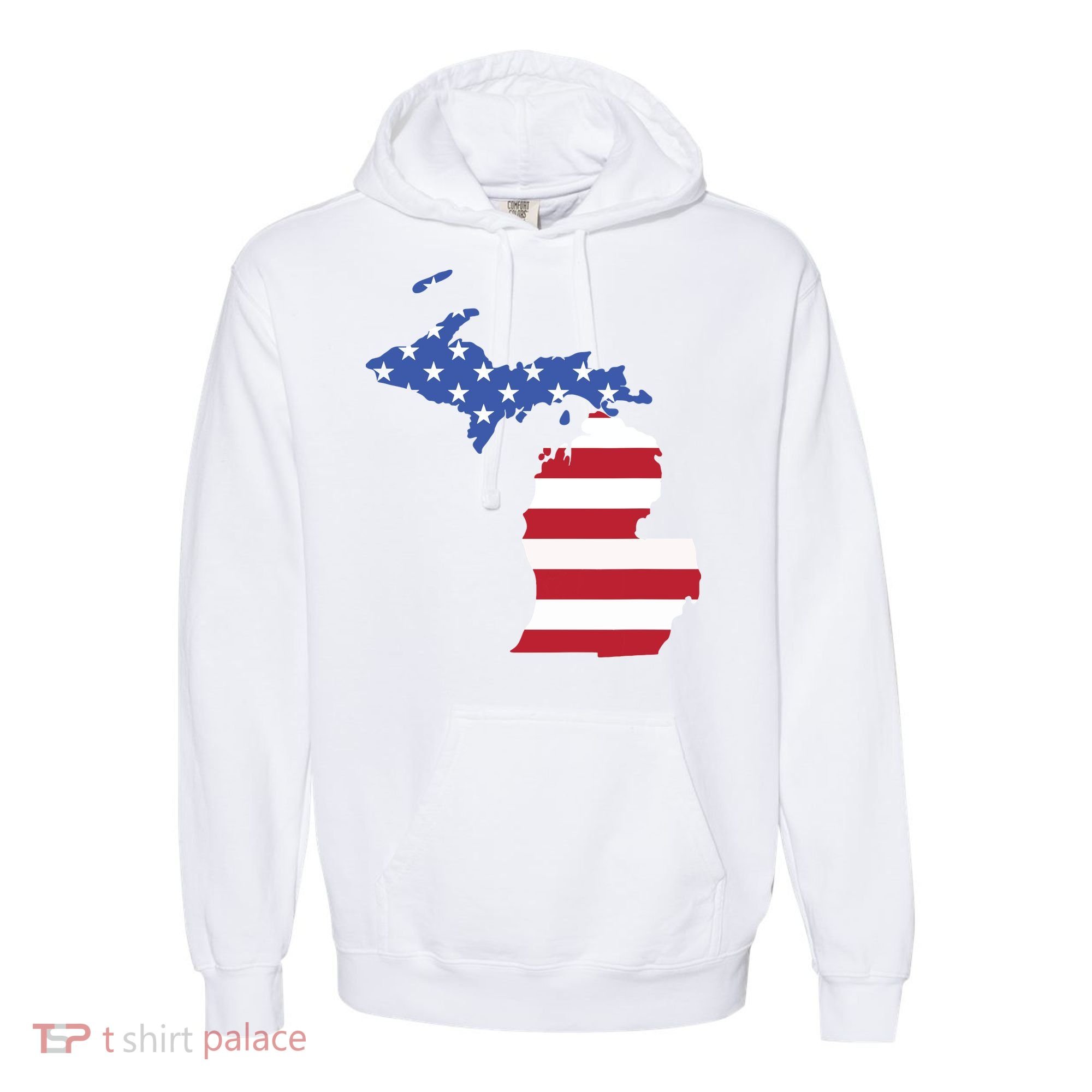 Patriotic State Of Michigan Usa Flag Comfort Colors Garment-Dyed Hooded Sweatshirt
