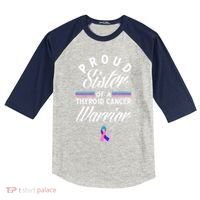 Proud Sister Of A Thyroid Cancer Warrior Thyroid Cancer Kids Colorblock Raglan Jersey thumb 0