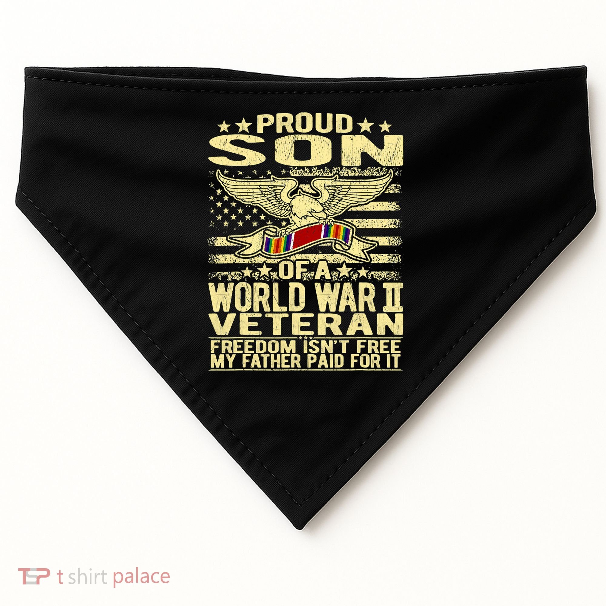 Proud Son Of A World War 2 Veteran Meaningful Gift USA-Made Doggie Bandana