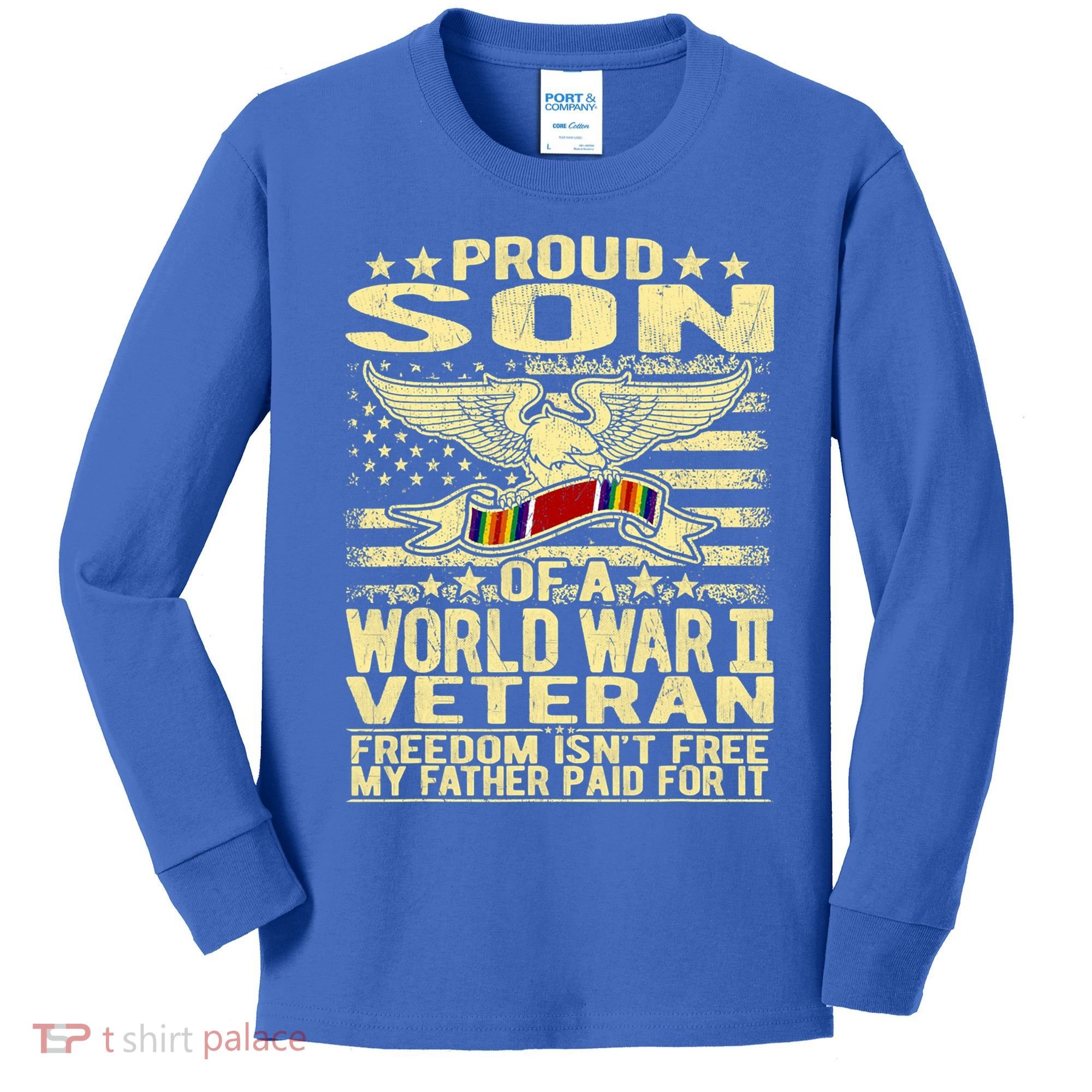Proud Son Of A World War 2 Veteran Meaningful Gift Kids Long Sleeve Shirt