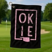 Pink State of Oklahoma Okie Golf Towel thumb 1