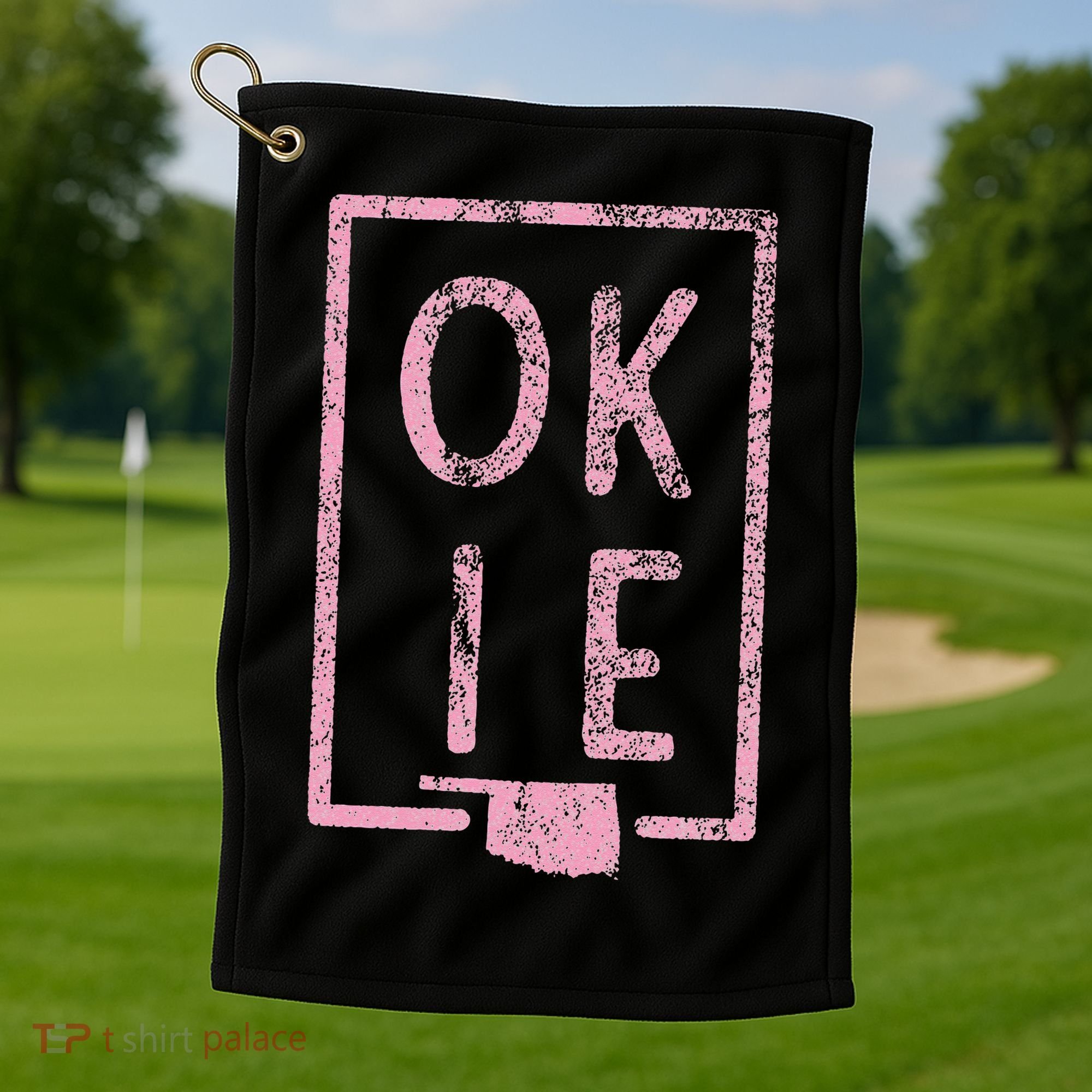 Pink State of Oklahoma Okie Golf Towel