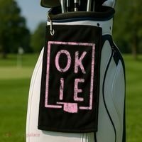 Pink State of Oklahoma Okie Golf Towel thumb 2