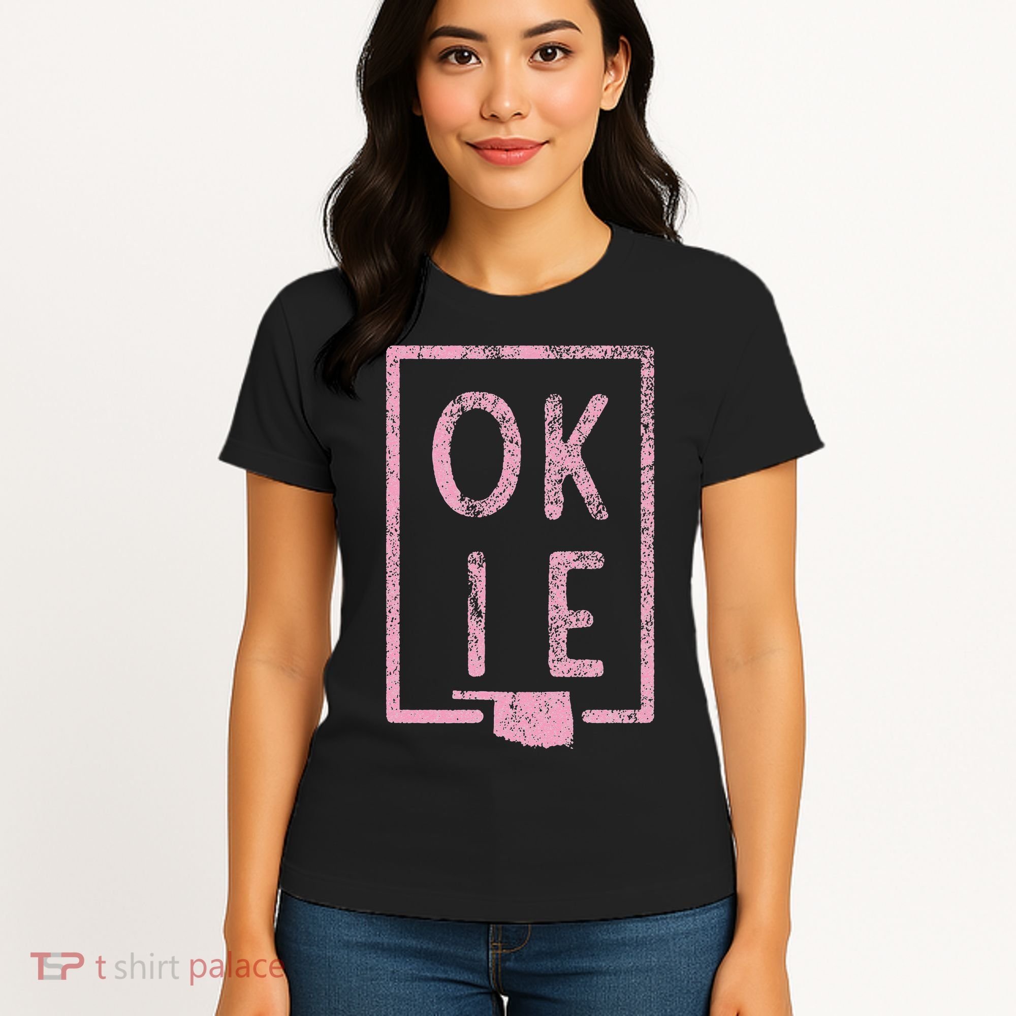 Pink State of Oklahoma Okie Women's T-Shirt