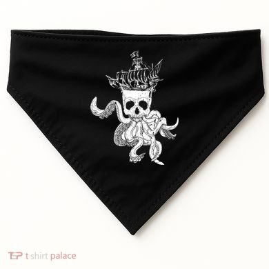 Pirate Ship Octopus Buccaneer Crossed Bones Freebooter Skull Gift USA-Made Doggie Bandana