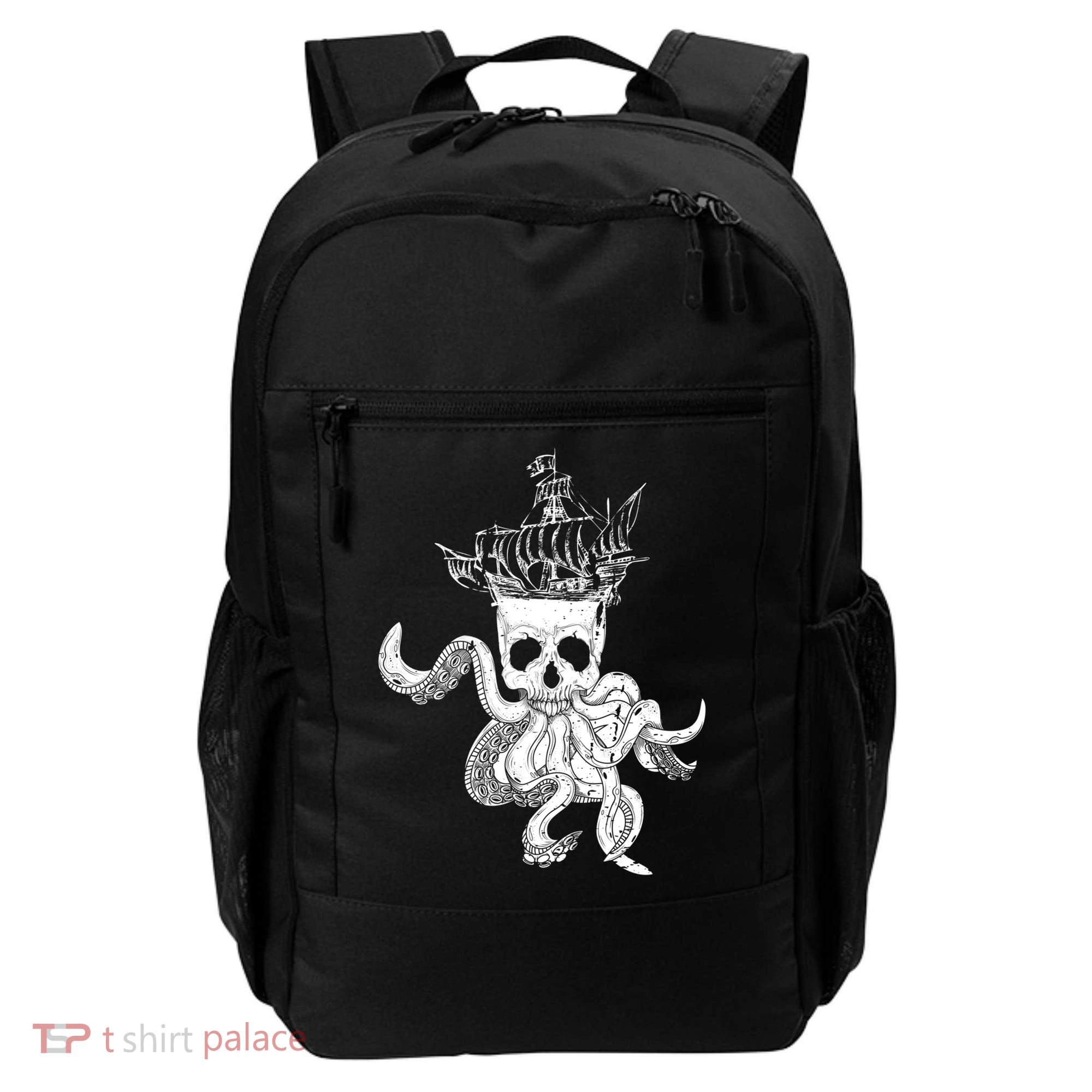 Pirate Ship Octopus Buccaneer Crossed Bones Freebooter Skull Gift Backpack