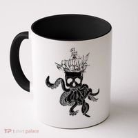 Pirate Ship Octopus Buccaneer Crossed Bones Freebooter Skull Gift Coffee Mug thumb 0
