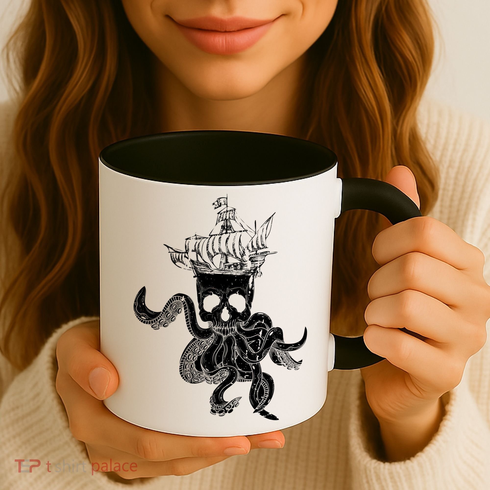 Pirate Ship Octopus Buccaneer Crossed Bones Freebooter Skull Gift Coffee Mug