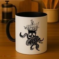 Pirate Ship Octopus Buccaneer Crossed Bones Freebooter Skull Gift Coffee Mug thumb 4
