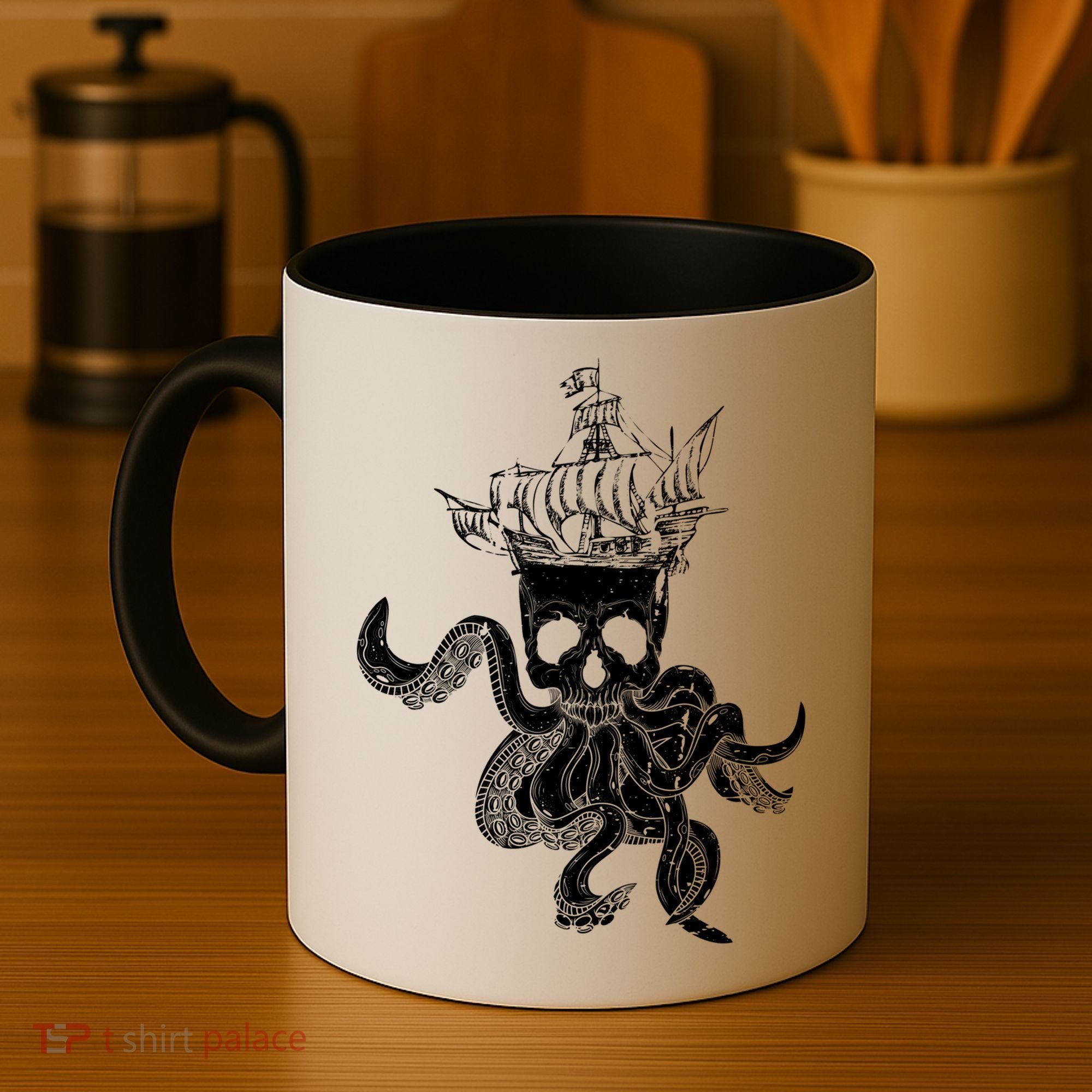 Pirate Ship Octopus Buccaneer Crossed Bones Freebooter Skull Gift Coffee Mug