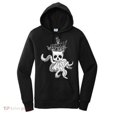 Pirate Ship Octopus Buccaneer Crossed Bones Freebooter Skull Gift Women's Hoodie