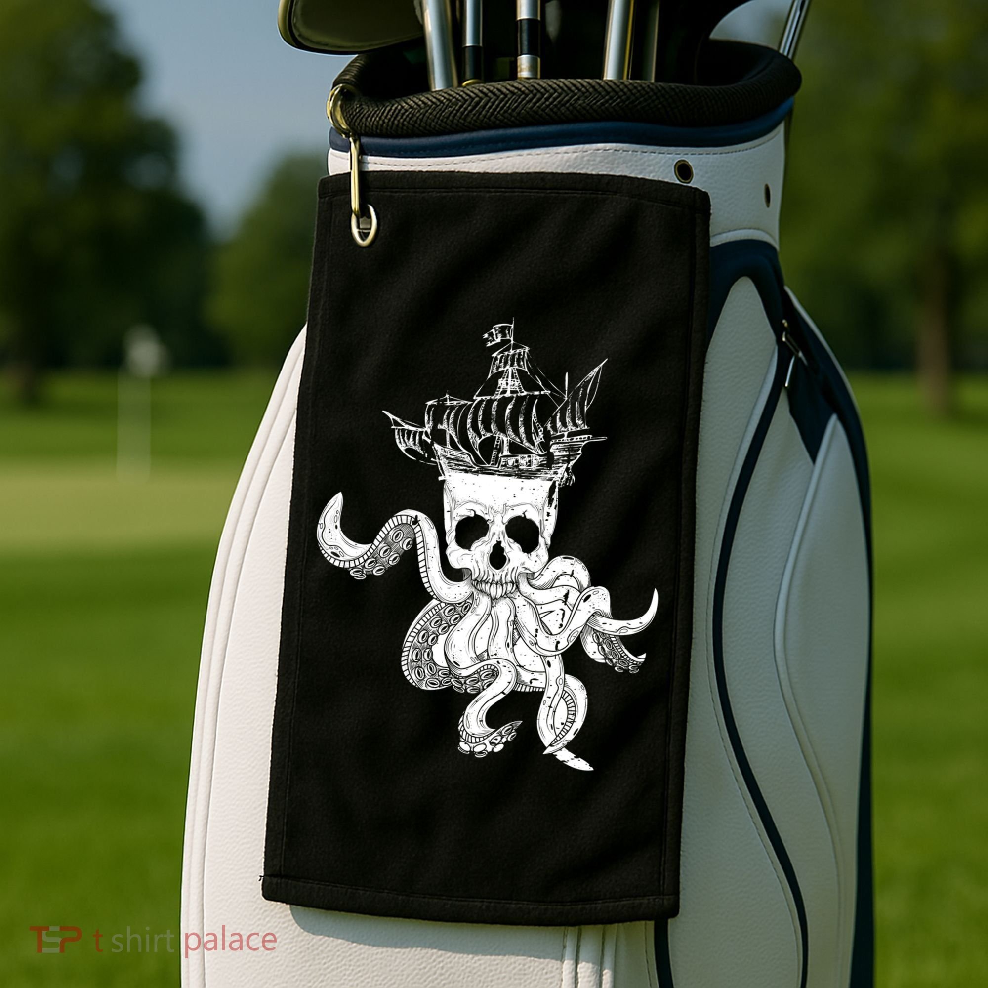 Pirate Ship Octopus Buccaneer Crossed Bones Freebooter Skull Gift Golf Towel