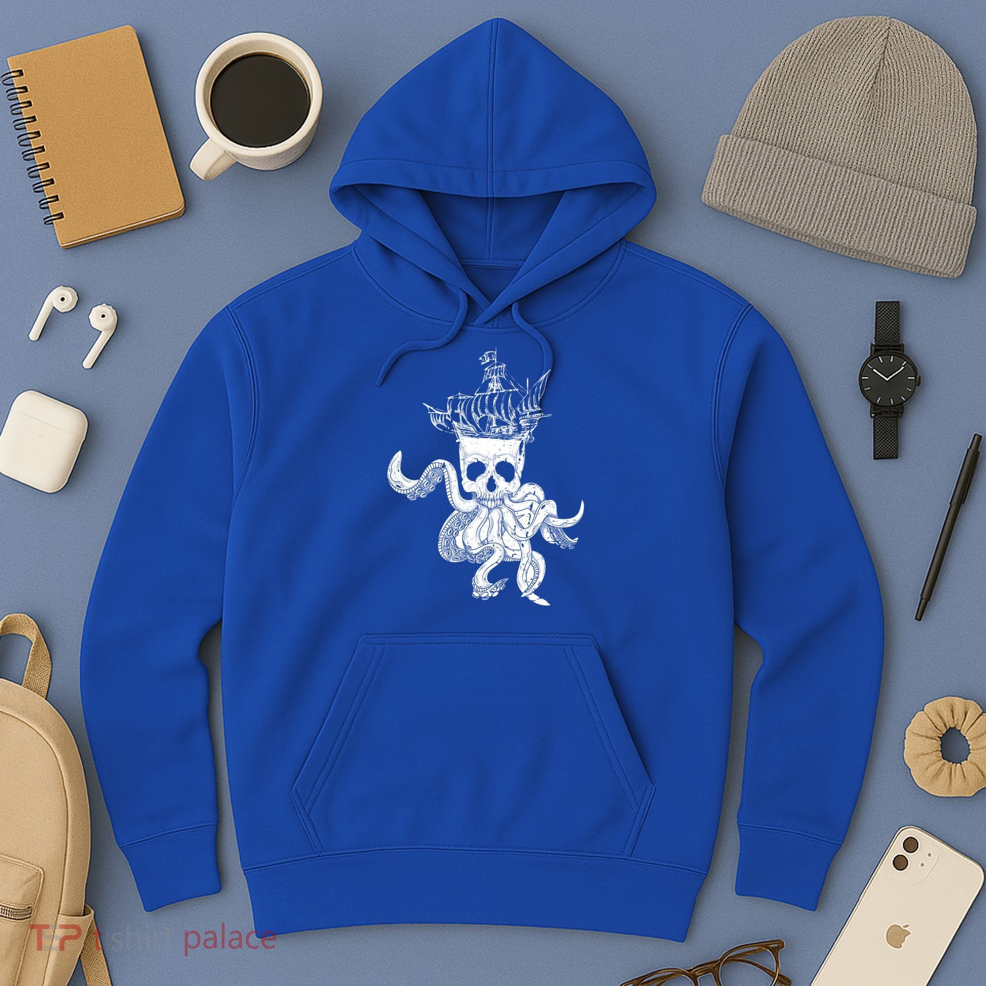Pirate Ship Octopus Buccaneer Crossed Bones Freebooter Skull Gift Hoodie