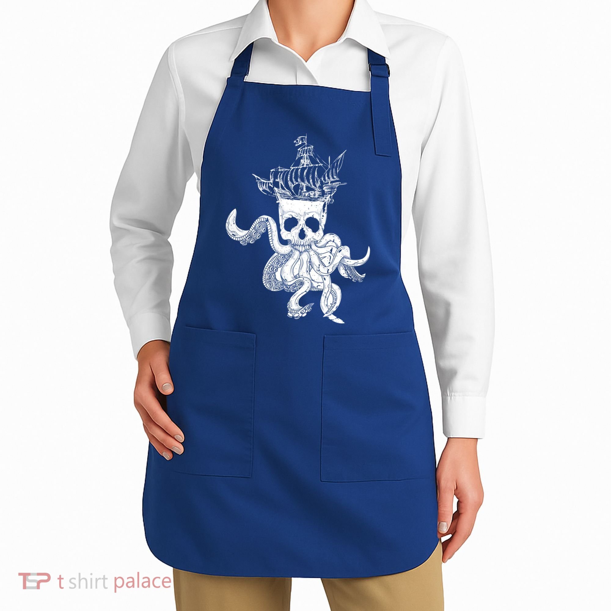 Pirate Ship Octopus Buccaneer Crossed Bones Freebooter Skull Gift Apron