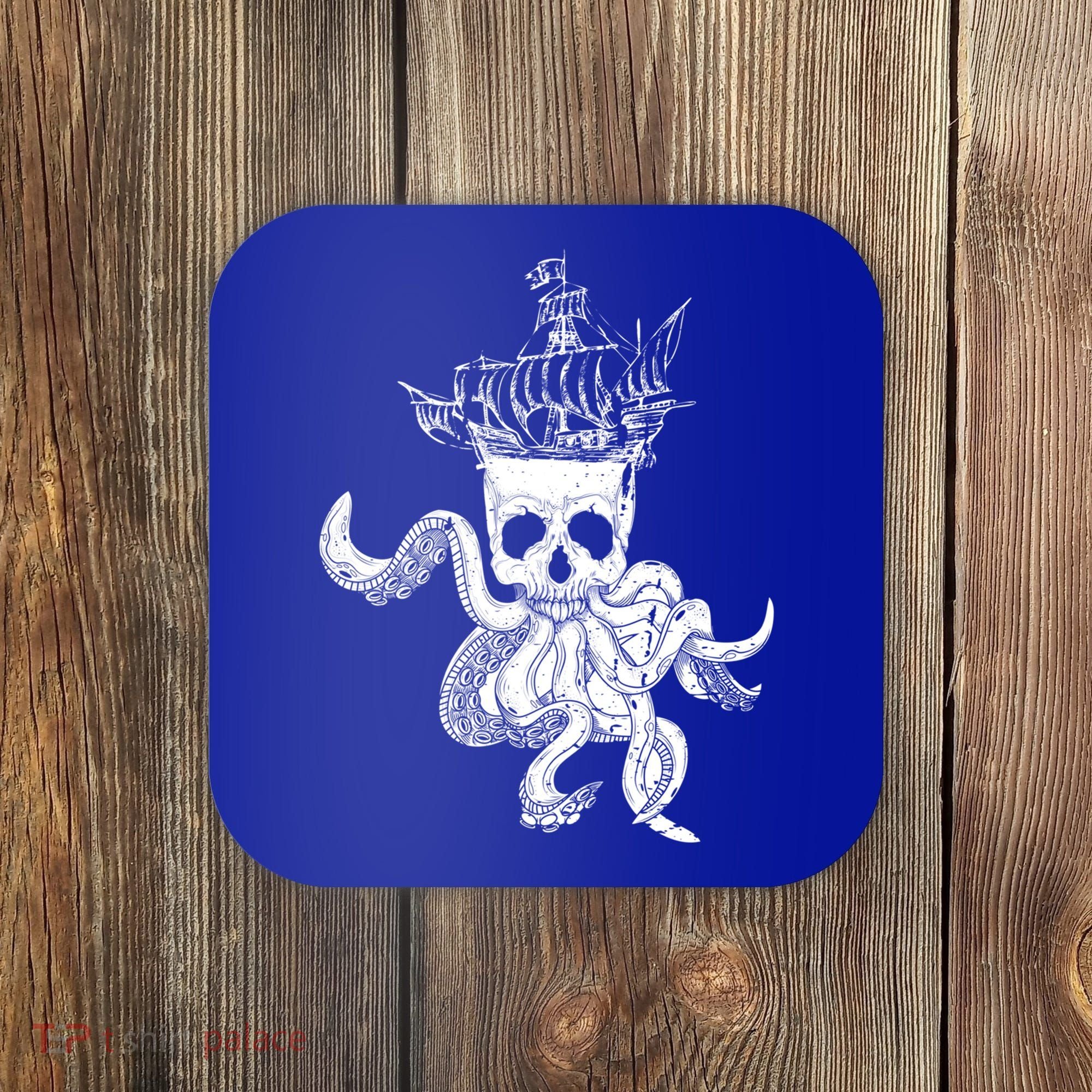 Pirate Ship Octopus Buccaneer Crossed Bones Freebooter Skull Gift Coaster