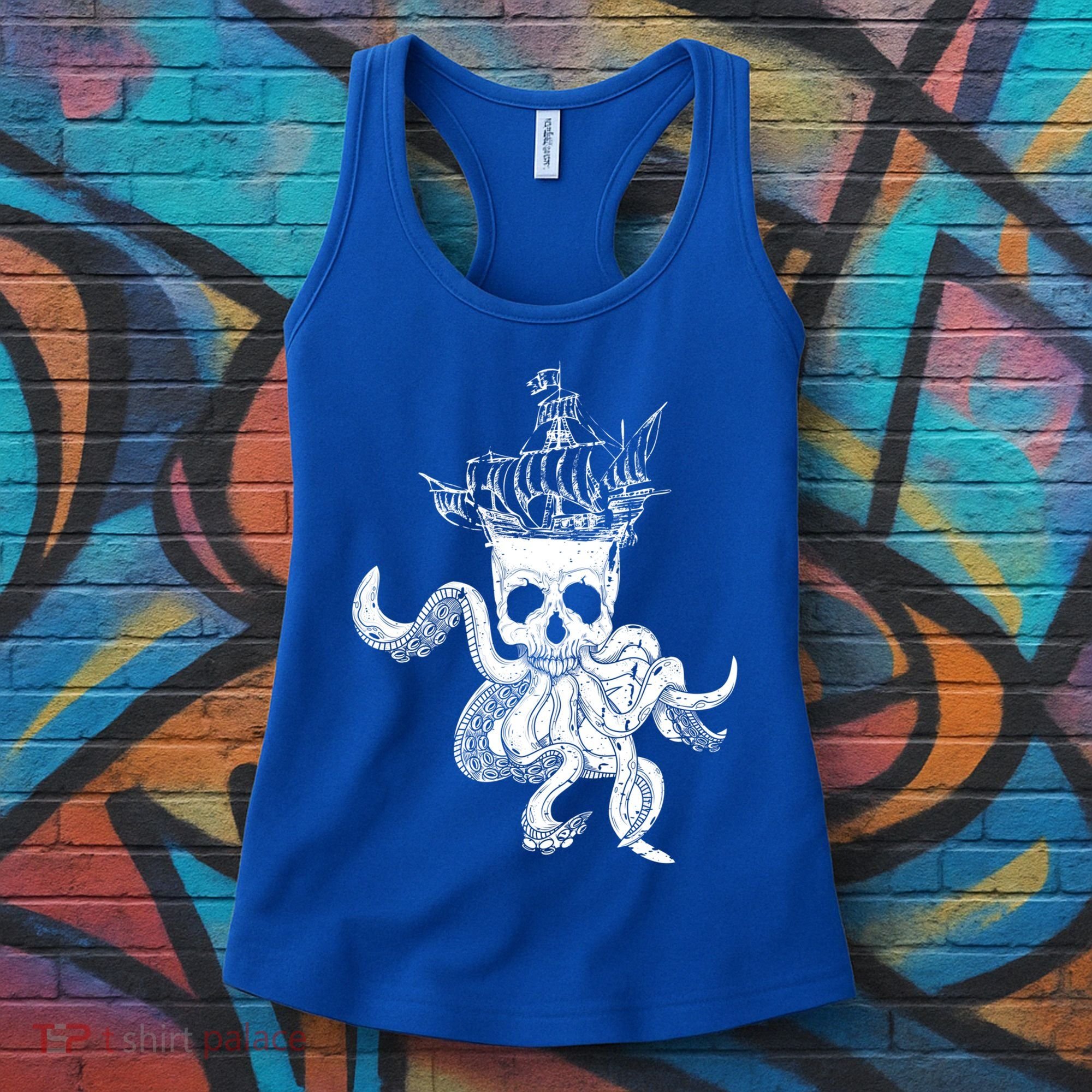 Pirate Ship Octopus Buccaneer Crossed Bones Freebooter Skull Gift Women's Tank Top