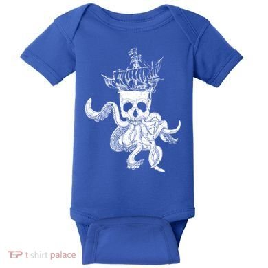 Pirate Ship Octopus Buccaneer Crossed Bones Freebooter Skull Gift Baby Bodysuit