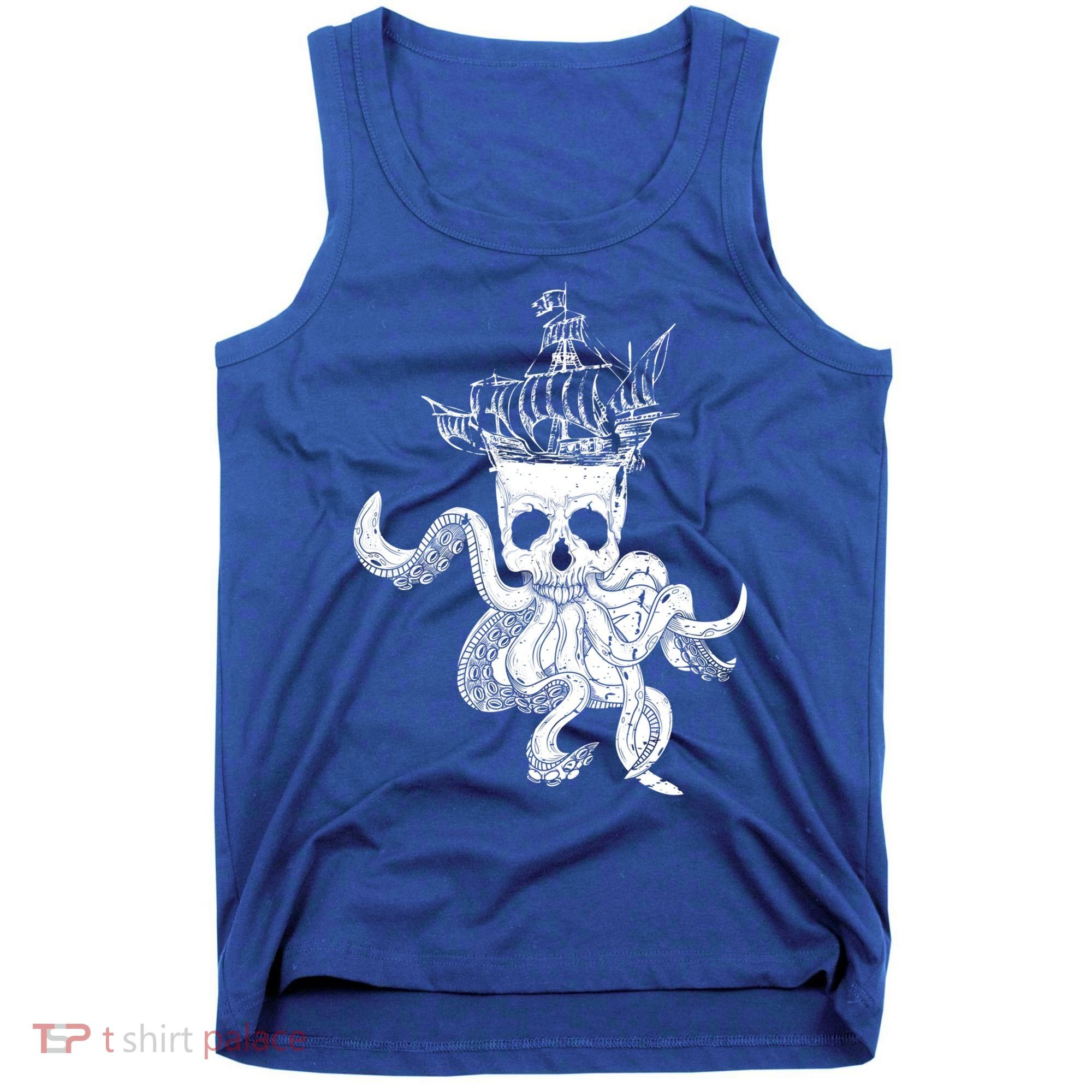 Pirate Ship Octopus Buccaneer Crossed Bones Freebooter Skull Gift Tank Top